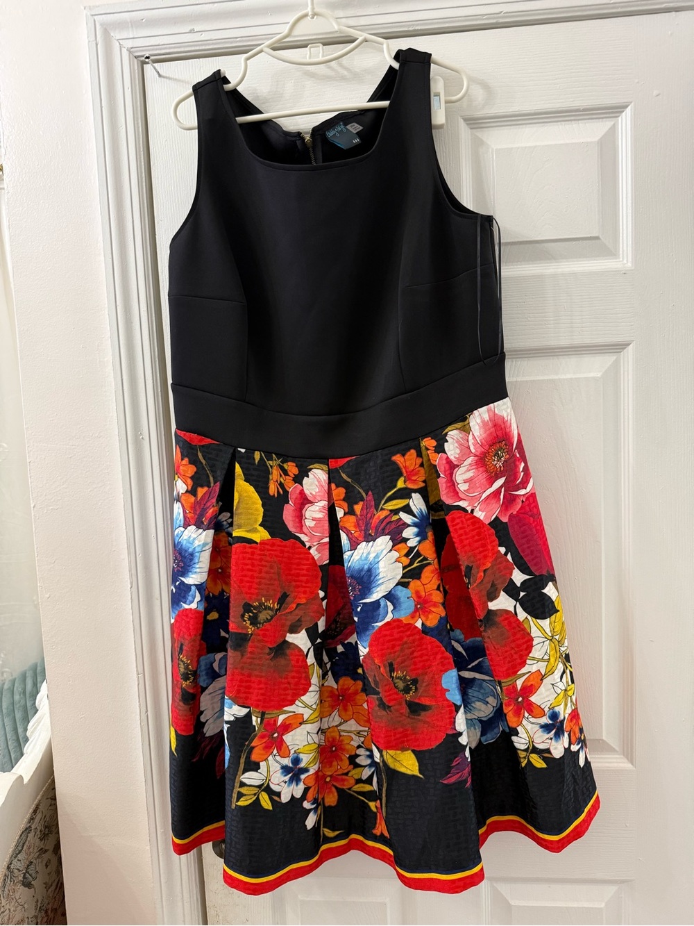 Gabby Skye Black Bodice Red Floral Fit-and-Flare Girls Dress